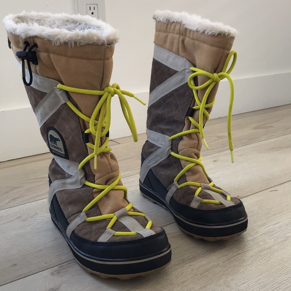 Sorel Shoes - Sorel glacial winter boots brown yellow shoes 9 wm
